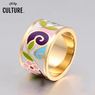 Большое кольцо с эмалью в виде цветка 1,3 см из нержавеющей стали, Ювелирное Украшение в этническом стиле, подарок матери