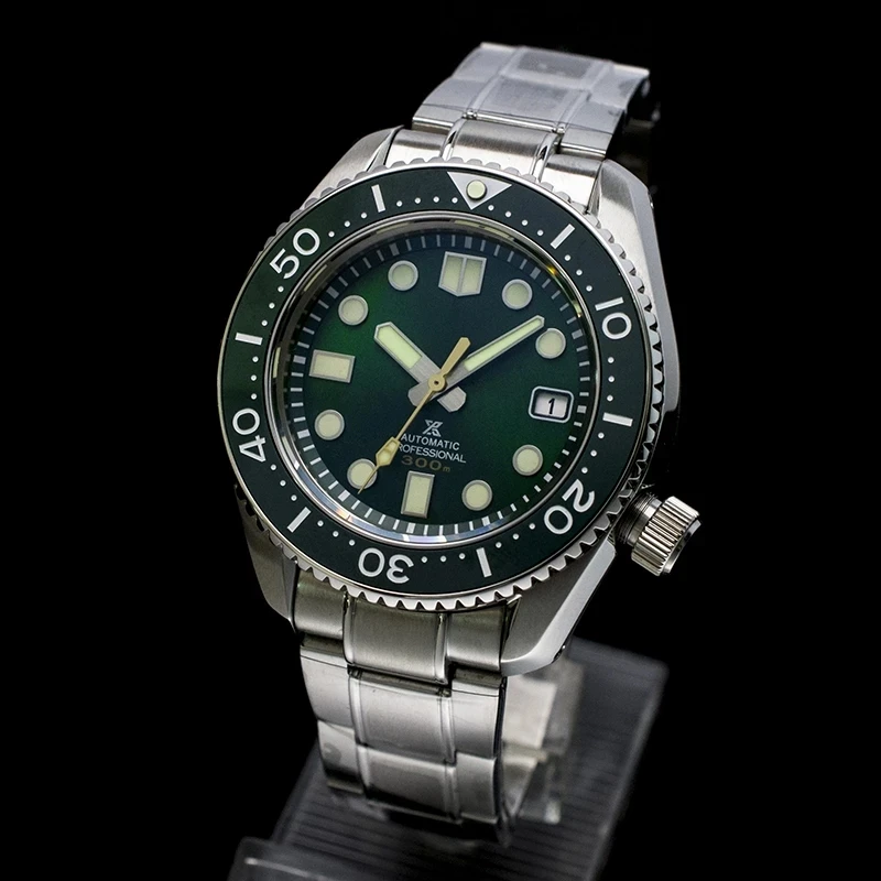 

Большие mm тонкие стальные спортивные часы для дайвинга sbdx, автоматические механические часы с зеленым диском nh35, модификация и настройка ме...