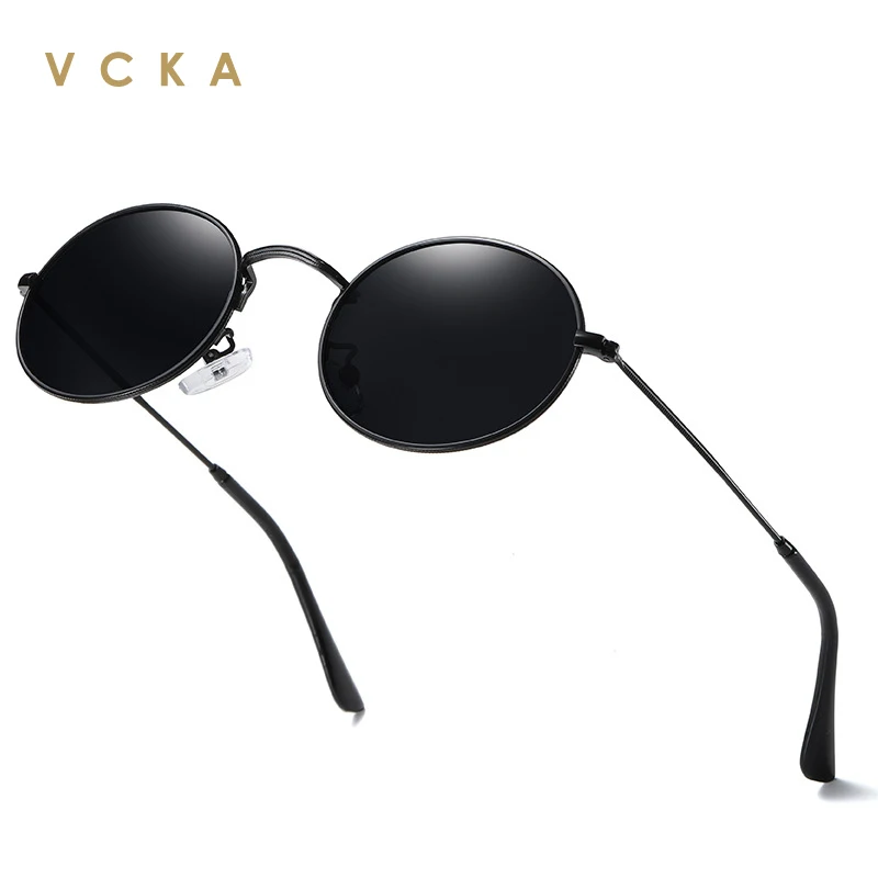 

VCKA 2020 Retro Round sunglasses Men Women Luxury Polarized metal frame glasses Vintage Small UV400 Polarized Punk Eyewear