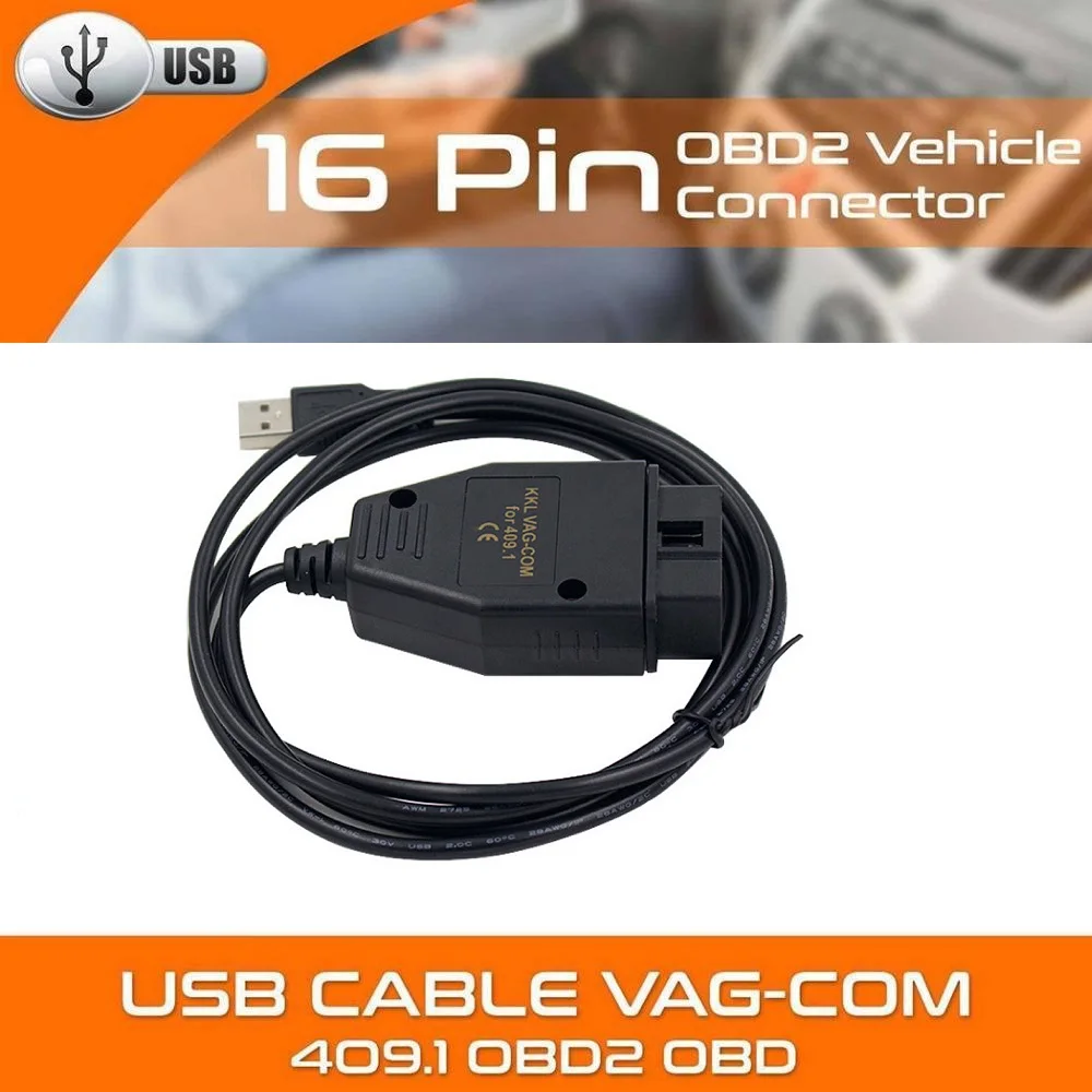 VAG COM 409 1 Vag Com 409Com vag kkl OBD2 II OBD кабель USB сканер сканирующий инструмент Интерфейс для