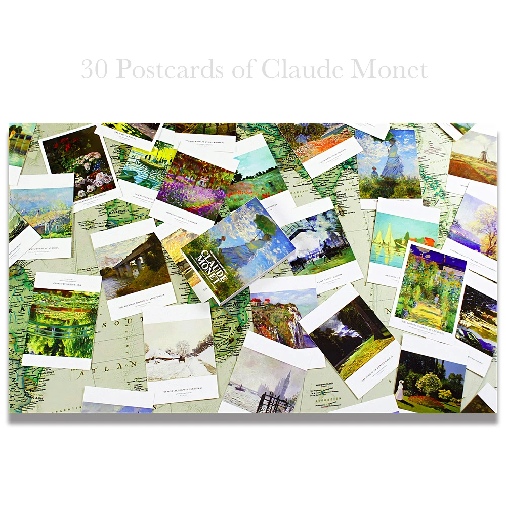 

Monet Oil Painting Wish Business Postcards Greeting Gift Birthday Party Invitation Postcard Set 30pcs Decor Gift