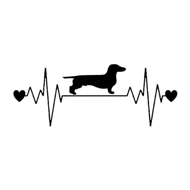 

Lovely Car Styling Dachshund Heartbeat Car Stickers Reflective Vinyl Decal Truck Decoration Black/Silver Cover Scratches 20*8CM