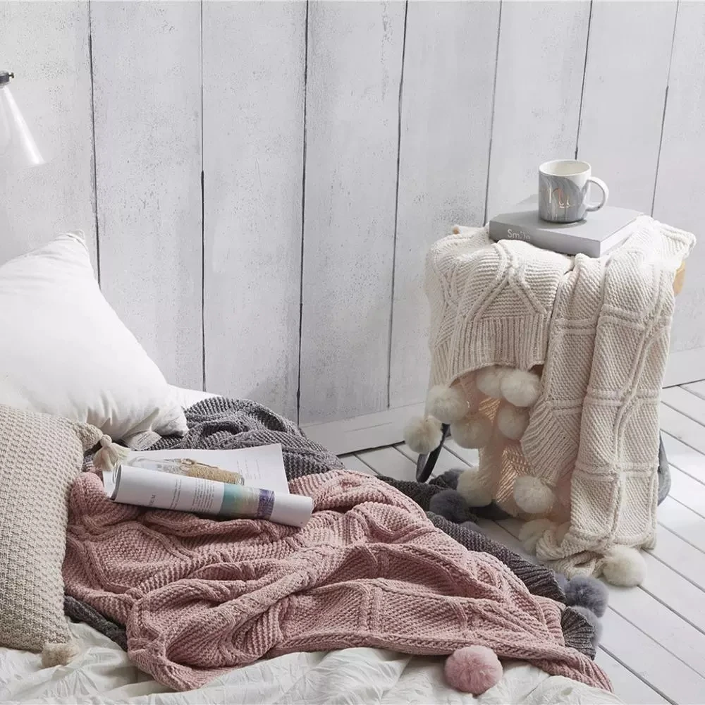 

Nordic Knitted Throw Thread Blanket on the Bed Sofa Travel TV Nap Blankets Soft Towel Bed Tapestry