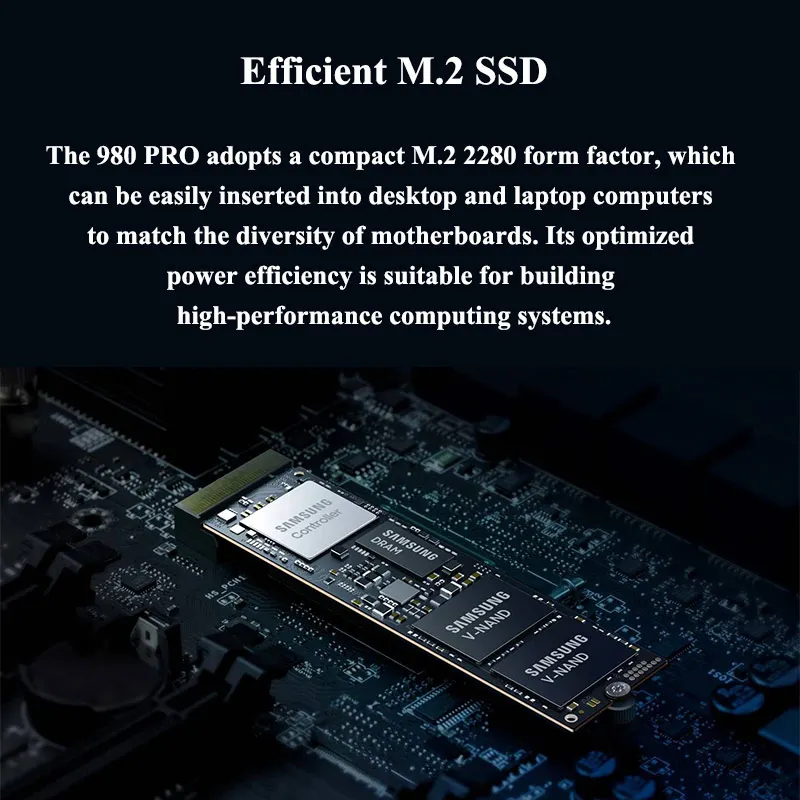 Внутренний твердотельный диск SAMSUNG SSD 980 PRO M.2 250 ГБ 500 1 ТБ M2 2280 PCIe Gen 4 0x4 NVMe 1.3c |