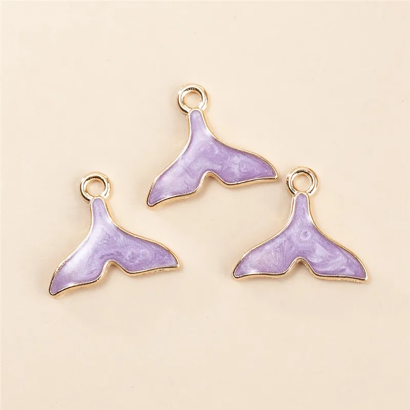 

HEYUYAO 10pcs/lot Enamel Fish Tail Charms Pendant For Women Girls DIY Earrings Necklace Jewelry Making Accessories