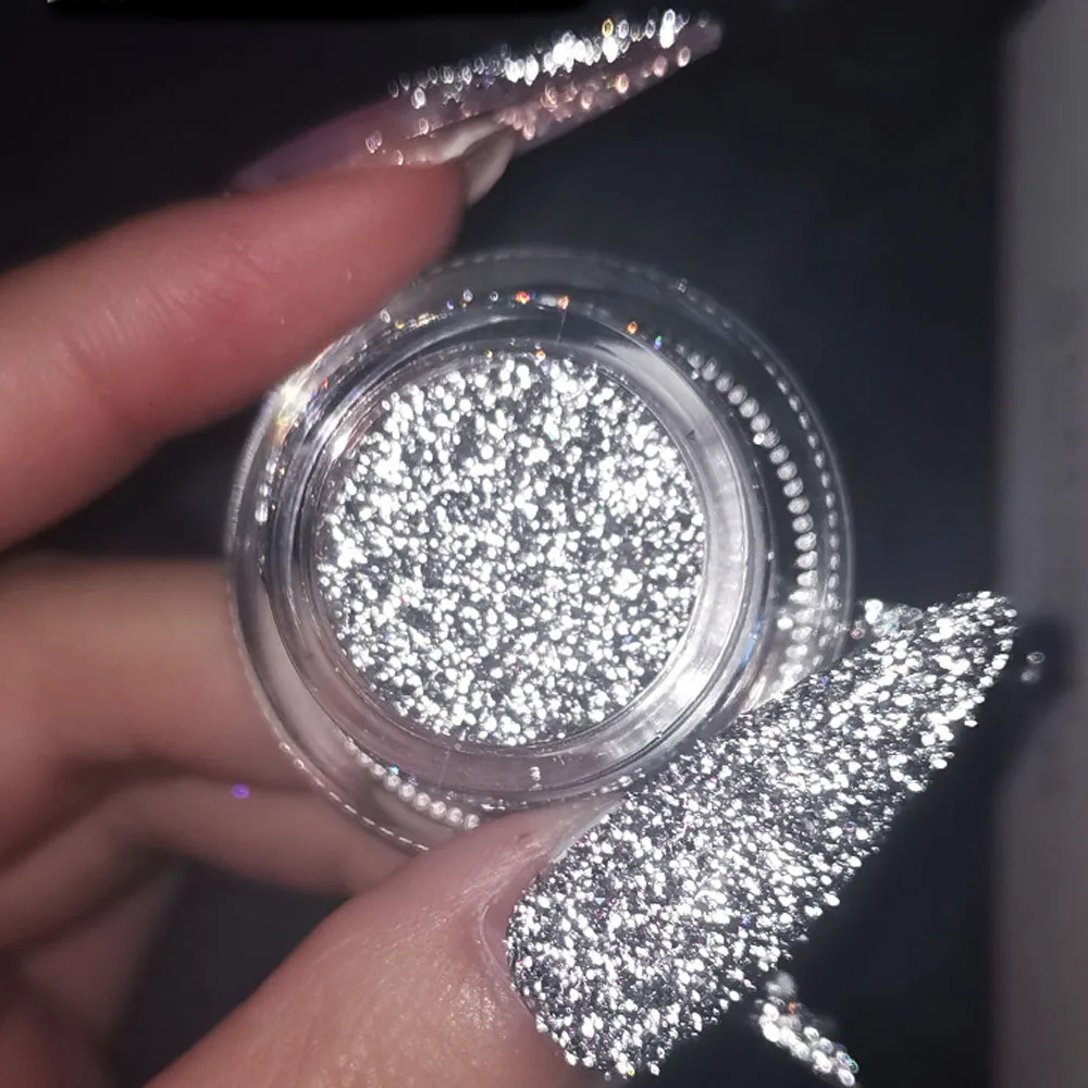 1 флакон Светоотражающие бриллианты для дизайна ногтей порошок ультра-тонкий