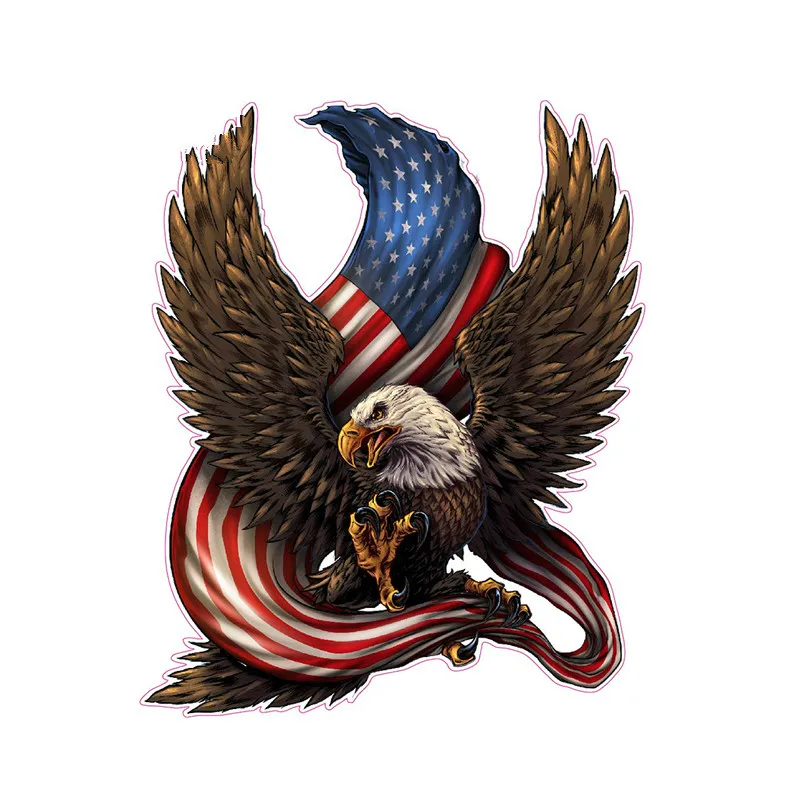 

Lifelike American Bald Eagle American Flag Car Sticker Cover Scratches Waterproof PVC 13cm X 11cm