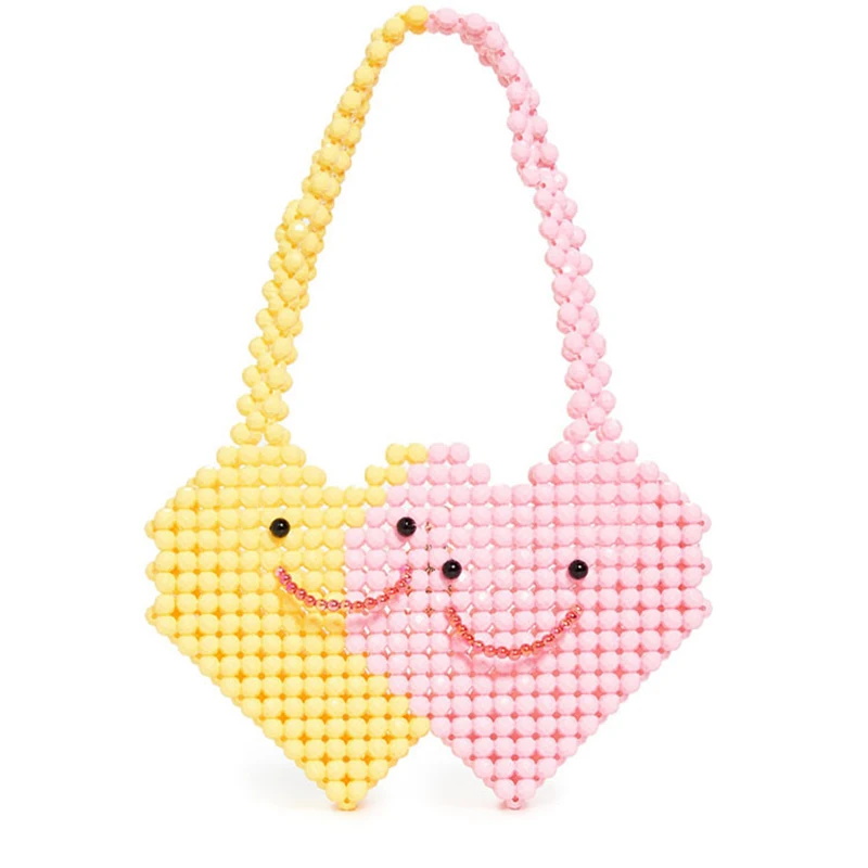 Сумка в форме сердца с улыбающимся лицом модная новая сумка жемчугом ручной