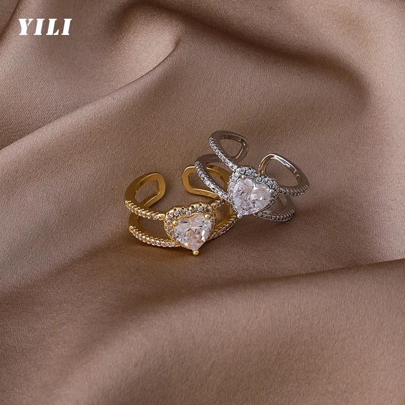 2021 новые корейские оливковых листьев растений Сердце Открытое кольцо Изысканная