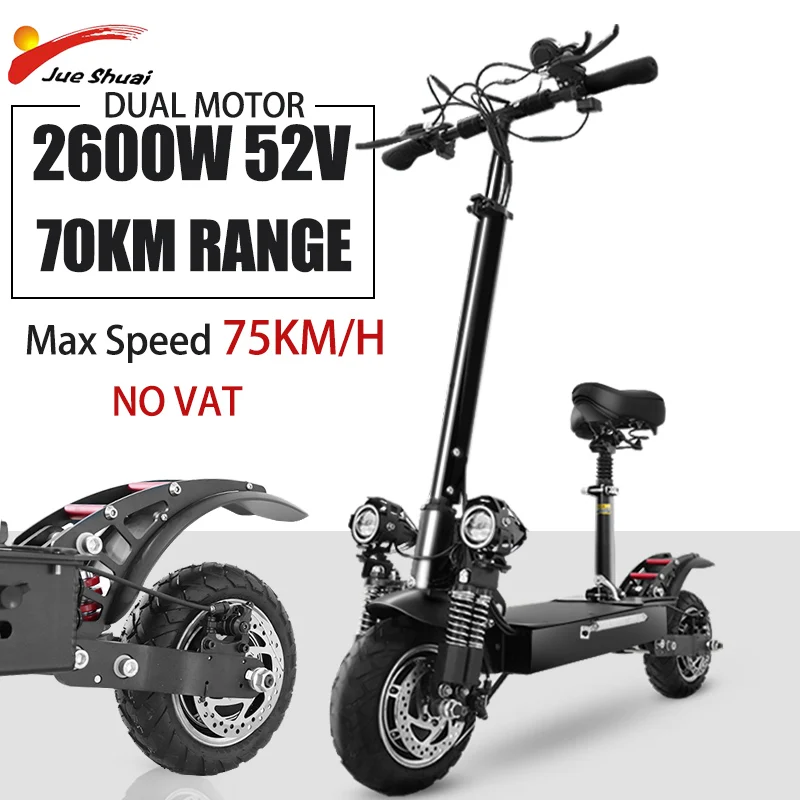 

EU USA Stock 75KM/H Max Speed Electric Scooter Adult 2600W Dual Motor Trotinette Électrique 52V 20A Battery E Scooter NO VAT