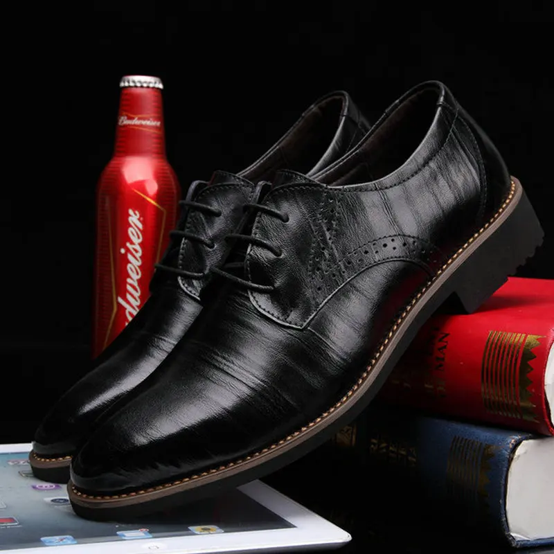 Новинка Цвет черный коричневый Модная мужская Повседневная Деловая обувь с