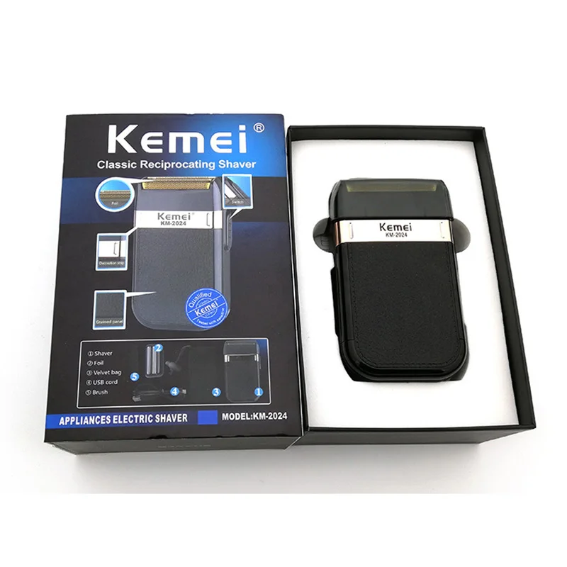 

KM-2024 Electric Shaver Men Twin Blade Waterproof Reciprocating Cordless Razor USB Rechargeable Shaving Machine Barber Trimmer