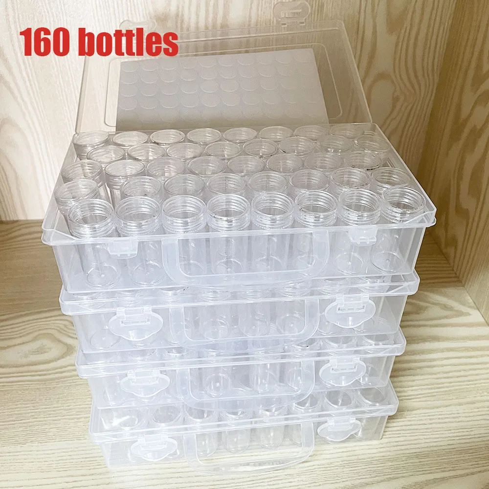

40/80/120/160 Diamond Painting Accessory Box Container Embroidery Mosaic Tools Bead Cross Stitch Plastic Drill Storage Bottles