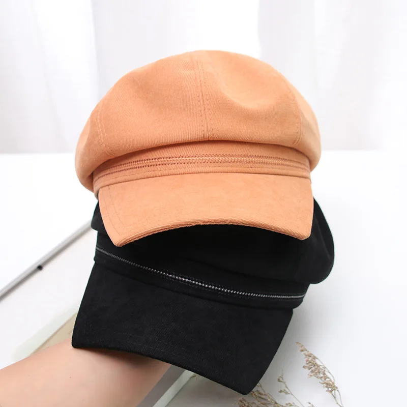 

Newsboy Painter Autumn Women Beret Hat British Style Retro Solid Color Octagonal Caps Female Thick Warm Winter Hats Visor Cap