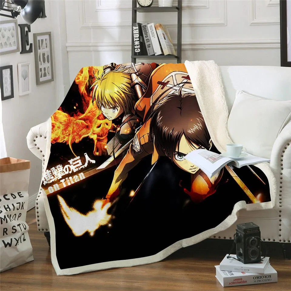 

Super Boys Sherpa Blanket Fleece Blanket Anime Travel Party Fashion Microfiber Band Bedspread for Home Drop Ship ZOOTOP BEAR