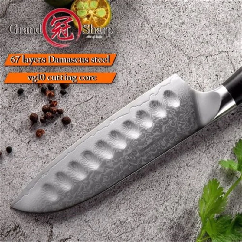 Кухонный нож Santoku gravsharp vg10 японский кухонный из дамасской стали 67 слоев