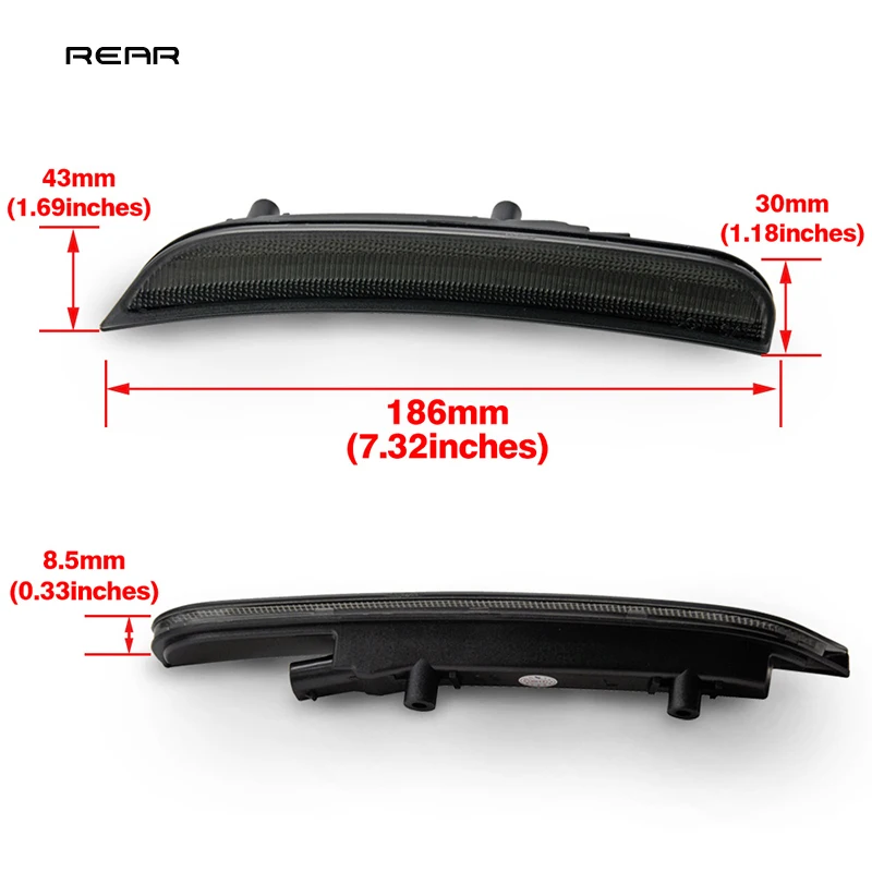 Копченый передний Янтарный задний красный светодиод Fender боковые габаритные огни