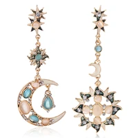 hocole big luxury sun moon drop earrings rhinestone punk earrings for women jewelry golden boho vintage statement earrings
