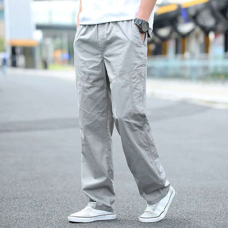 

2021 spring thin straight sports pants large loose overalls men's outdoor casual pants Multi Pocket pants