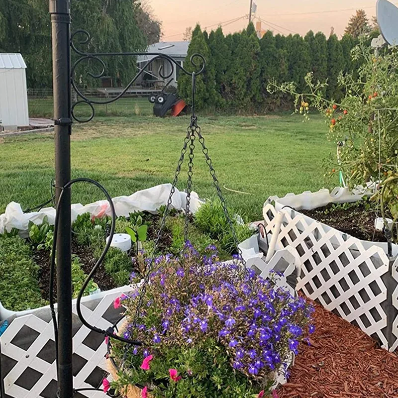 

11.8 Inches Wrought Iron Green Lotus Hanging Basket Wall Hanging Flower Pot Holder Hanger Hook Balcony Garden Decor 4PCS