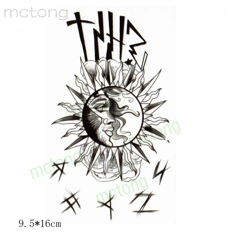 Водостойкая временная татуировка наклейка Черный кот звезда Луна покрытие