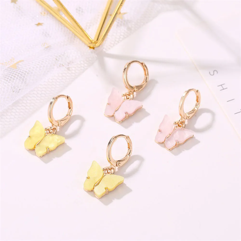 Корейская версия новых серьги подвески с бабочками для женщин модные цветные