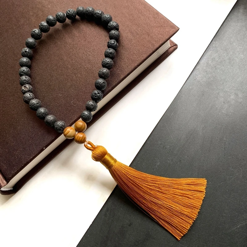 Натуральный черный оникс деревянный камень Rudraksha 33 молитвенные бусины