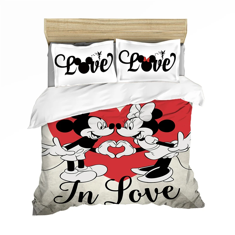 

disney Mickey Minnie Bedding Set Queen King Size Bed Set Children Mickey Mouse Duvet Cover Pillow Cases Comforter Bedding Sets