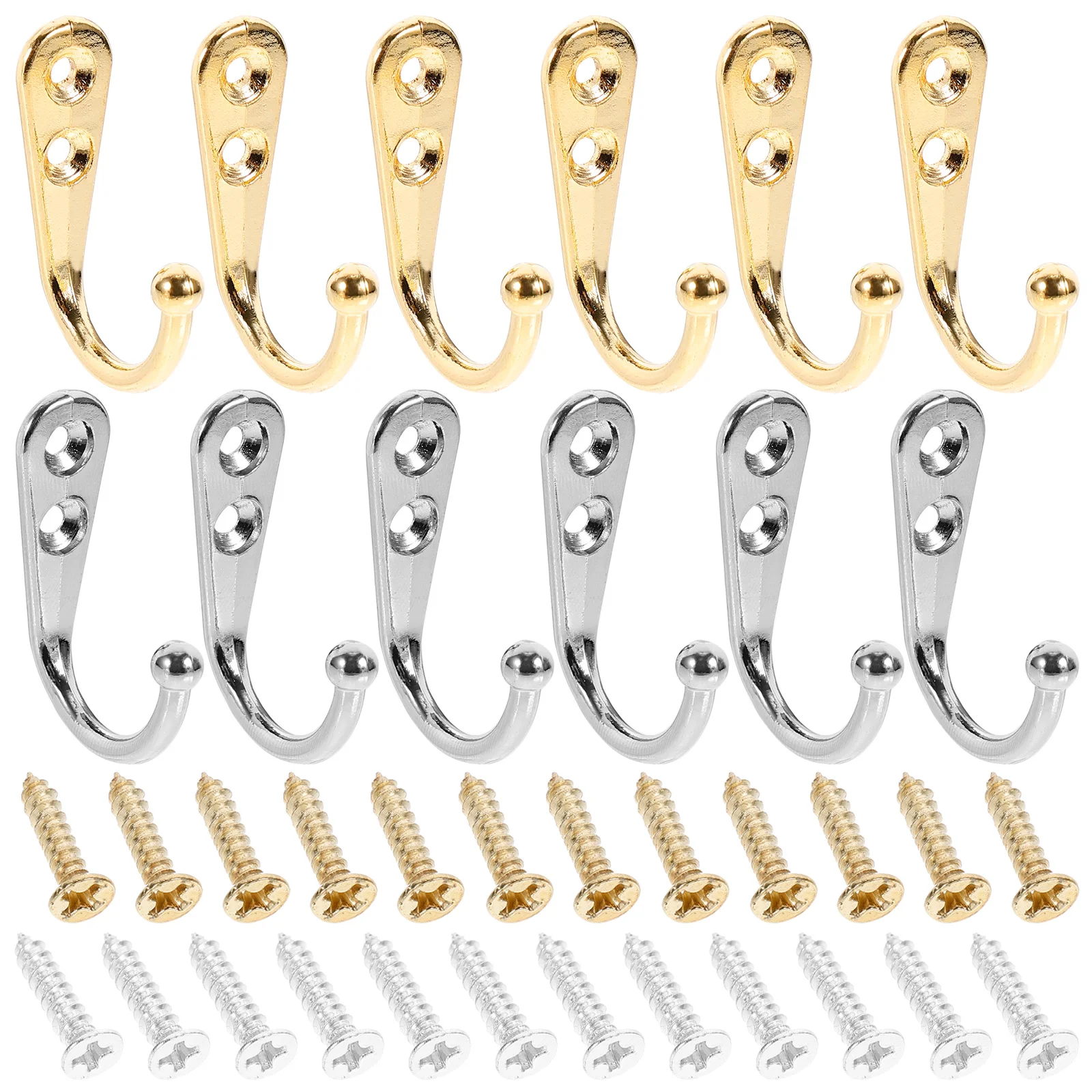 

12 Pcs Coats Hooks Wall Clothes Hanger Retro Style Keys Hooks Alloy Single Hook