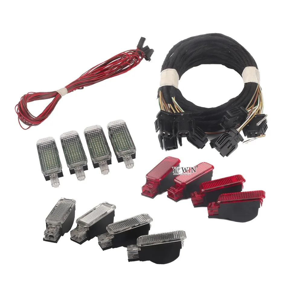 YCWIN OEM 12 шт. дверные сигнальные лампы и светодиодные Footwell для AUDI A3 A4 A6 A8 TT Q3 Q5