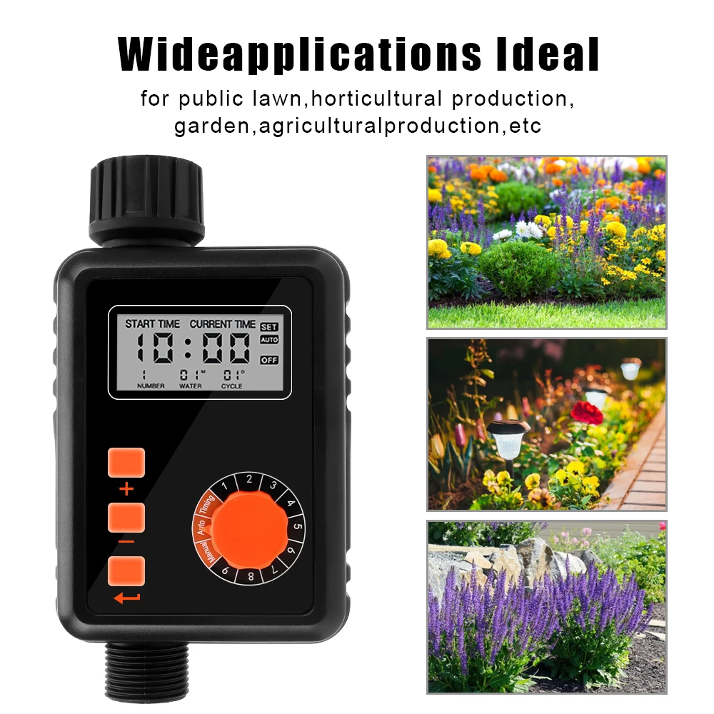 

With LCD Screen Sprinkler Controller 9 Separate Timing Program Electronic Irrigation Regulator Automatic Irrigation Water Timer
