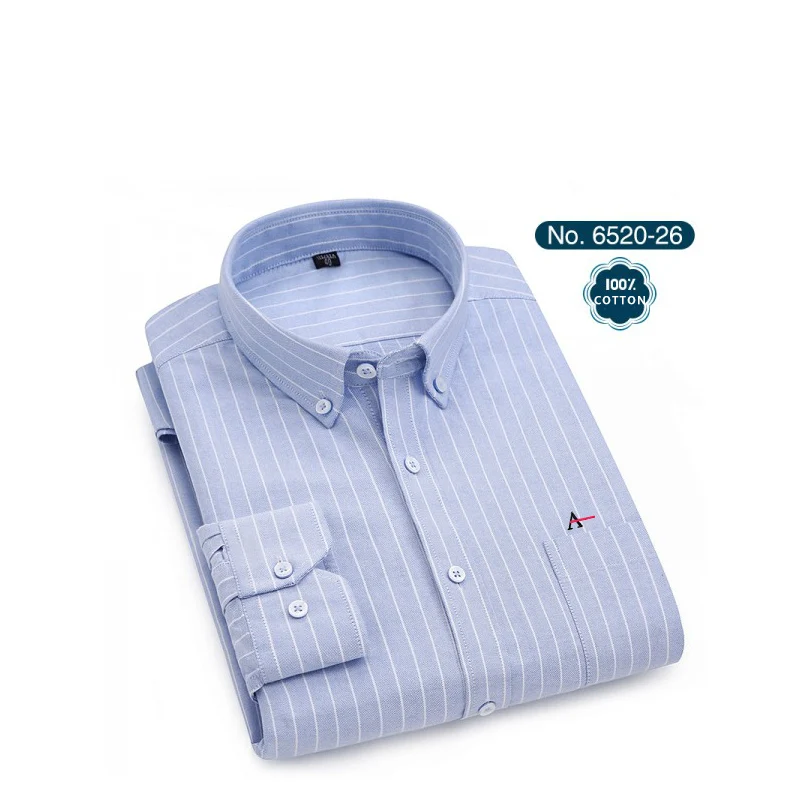 6520-26(4) Новинка года. Качественные мужские рубашки в полоску ARAMY Camisa. Мужские рубашки с вышивкой - Цвет: 6520-26(4)