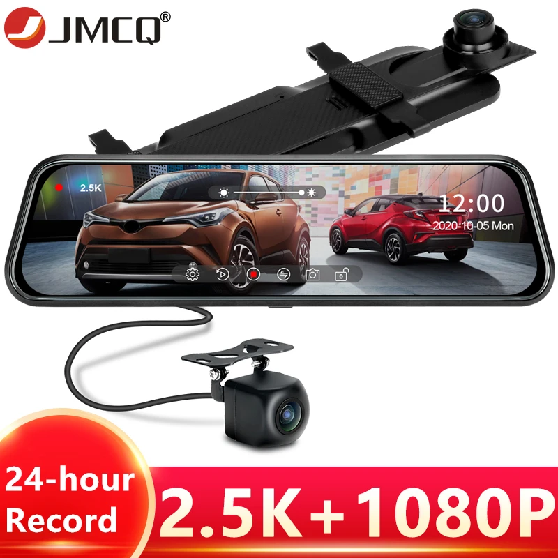 

JMCQ Ultra HD 2.5K Rearview Mirror Cam Dash Cam Touch Screen Car Camera Recorder DVR 1080P Rear Camera Registrar Night Vision