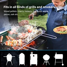 Grill Barbecue Pellet Smoker Tube, Stainless Steel BBQ Accessories for Cold/Hot Smoking Works with Electric Gas Charcoal