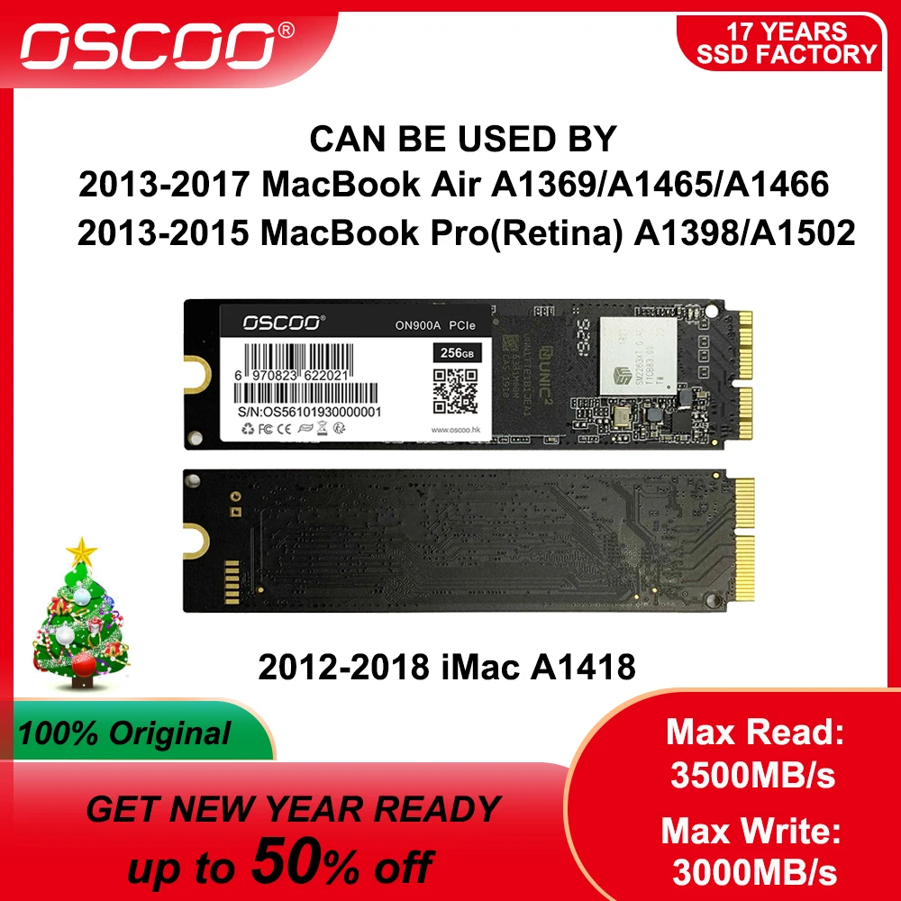 OSCOO M.2 NVMe PCIe Gen3.0 * 4 SSD для MacBook Air 2015 2016 A1466 2013 Mac mini A1347 Внутренний твердотельный