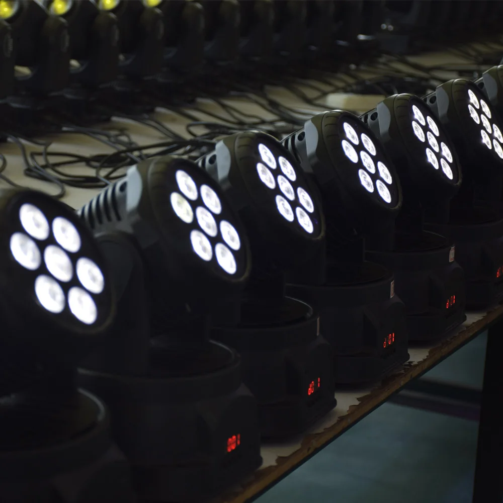 Светодиодный мини светильник Pro 7X12W RGBW 4 в 1 сценический с движущейся головкой DMX512