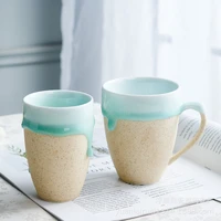 300 400ml ceramic flow glazed mug hand made ceramic cups with handle to withstand high temperature simple style milk coffee cup