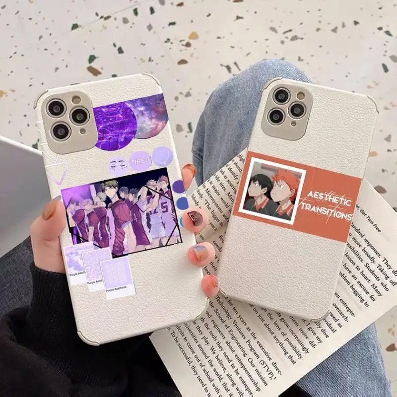 

haikyuu volleyball team pantone Phone Case Lambskin Leather For iphone 12 11 8 7 6 XR X XS PLUS MINI PLUS PRO MAX Shockproof