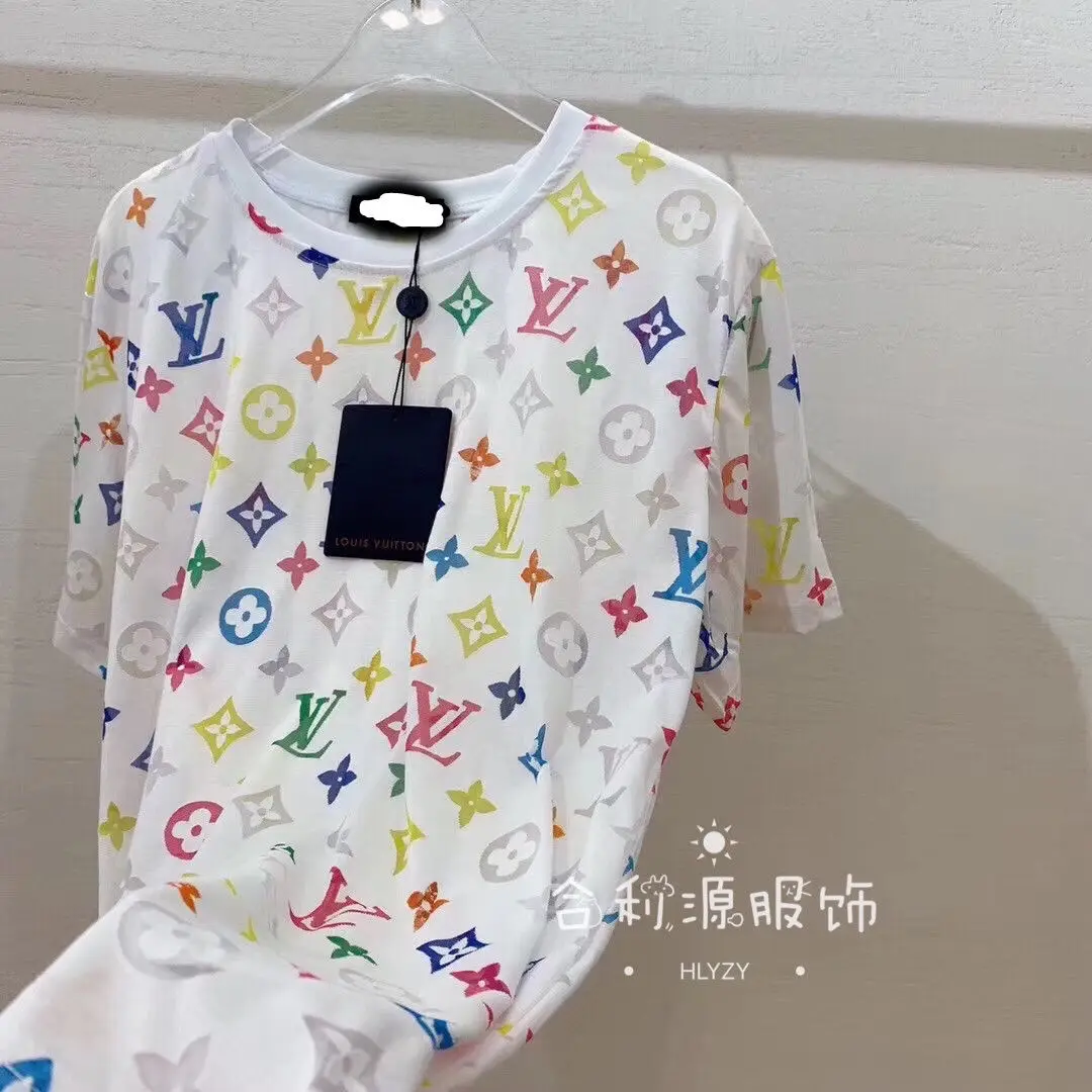 

Female student han edition loose t-shirts with short sleeves personality color printing top 2021 spring coat short sleeve t
