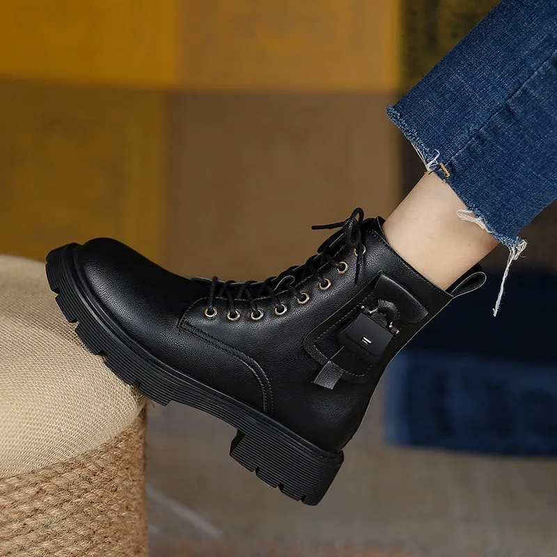 

Martin Boots Autumn 2021 New Retro Casual Women's Boots Thick Heel Fashion Booties Women