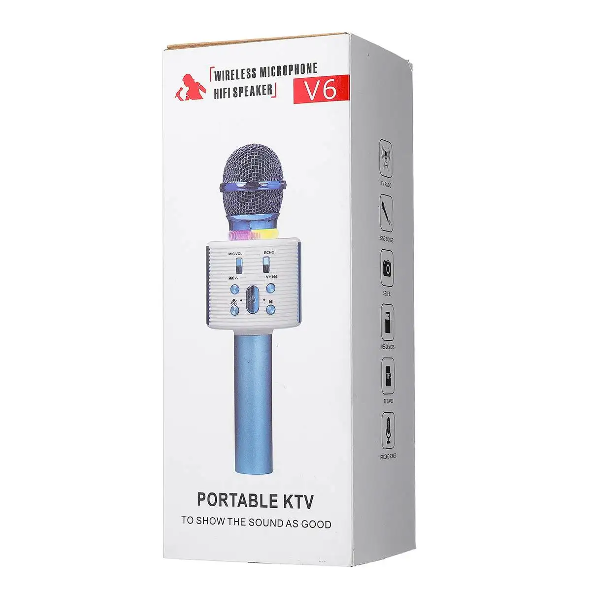 

V6 Portable bluetooth Karaoke Microphone Wireless Professional Speaker Home KTV Handheld Microphone Live Microphone Speaker