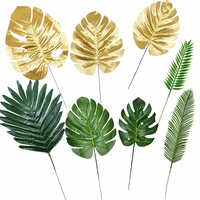 510pcs artificial gold green turtle leaf scattered tail leaf fake silk plant for wedding birthday party home decor palm leaves