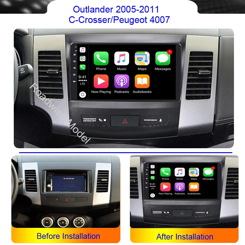 Roadwise Android 12 For Mitsubishi Outlander XL 2 2005 2006 2007 -2011 Peugeot 4007 Citroen C-Crosser NO DVD 2Din 4G GPS | Автомобили и