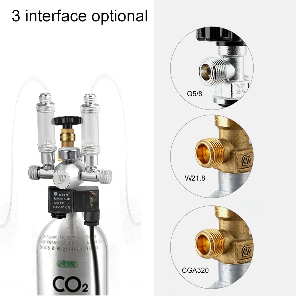Аквариум СО2 регулятор давления со2 с соленоидным двойным триммерным клапаном