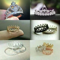 huitan hot selling fancy crown women ring best anniversary girl gift elegant female dance party trendy jewelry rings wholesale