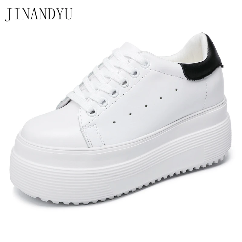 

Real Leather Platform Women Shoes 2020 Korean White Shoes Woman Sneakers Platform Trend Womens Trainers Chunky Sneakers