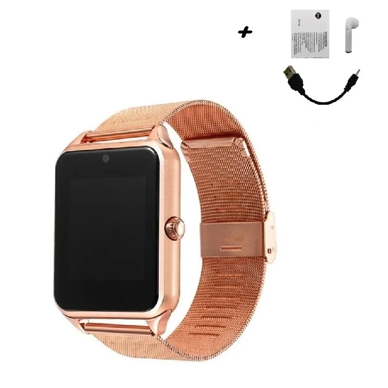 Gold with BT Лидер продаж Bluetooth Смарт часы Z60 для мужчин и женщин Bluetooth 2G Smartwatch Поддержка наручные часы с SIM для IOS Android 16 ГБ TF Bluetooth - Цвет: Gold with BT
