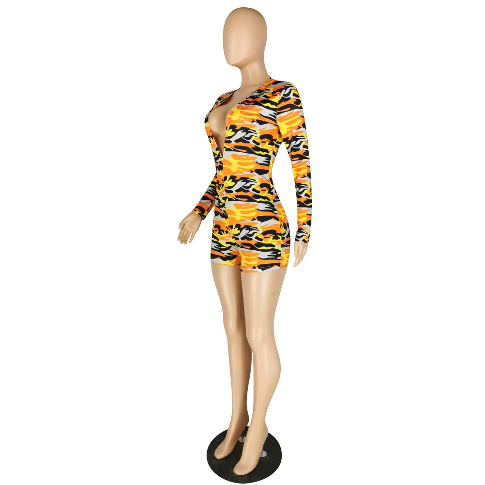 2020 Для женщин Летние Боди облегающий силуэт сексуальная с камуфляжным принтом