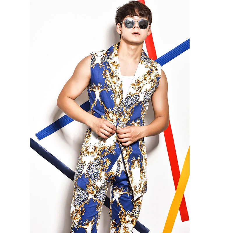 Крутой костюм для мальчиков и мужчин ночного клуба выступлений на сцене