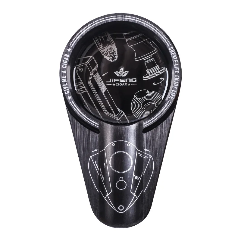 

Metal Cigar Ashtray Portable Travel Cigarette Ashtrays Pocket Outdoor Car Ash Tray W/ Cigar Holder Fit Cohiba AccessoriesJF-044